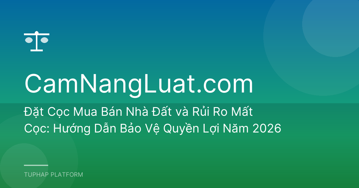 Đặt Cọc Mua Bán Nhà Đất và Rủi Ro Mất Cọc: Hướng Dẫn Bảo Vệ Quyền Lợi Năm 2026