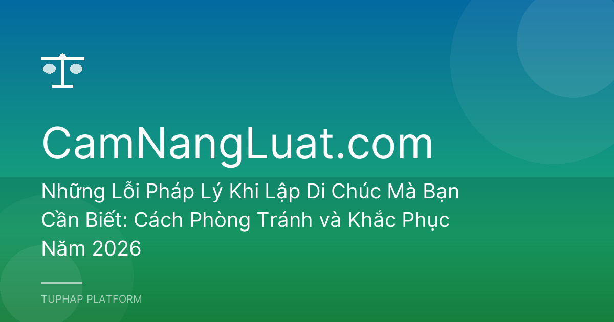 Những Lỗi Pháp Lý Khi Lập Di Chúc Mà Bạn Cần Biết: Cách Phòng Tránh và Khắc Phục Năm 2026